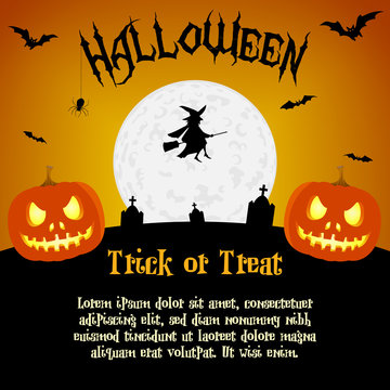 Cartoon halloween illustration with text placeholders