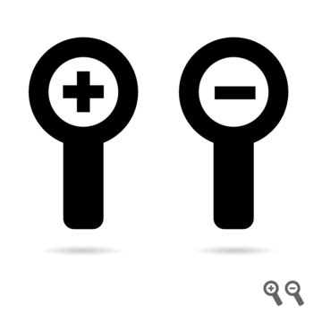 monochromatic increase decrease magnifiers icons illustration