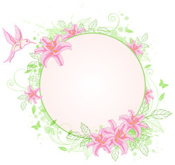 Tropical banner with lily flowers