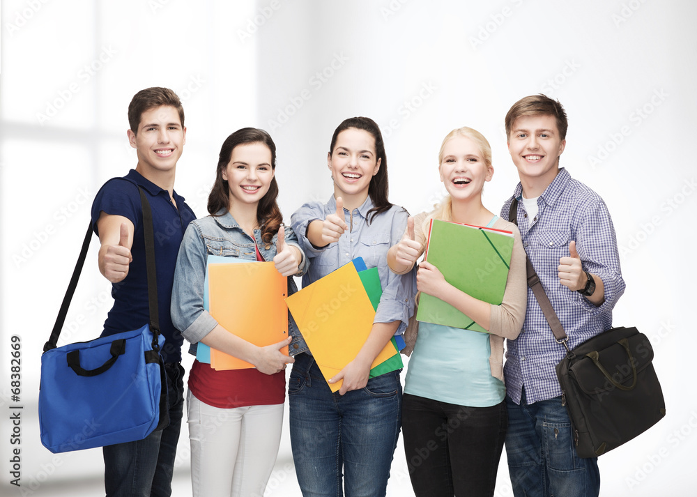 Wall mural group of smiling students showing thumbs up