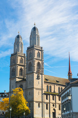 Fototapeta premium Grossmunster Church in Zurich, Switzerland
