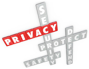 Privacy Security Protection Safety Defense 3D Word Letter Tiles