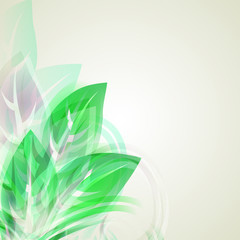 Abstract artistic Background with green floral element