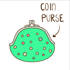 Sketchy illustration of cute dotted green coin purse