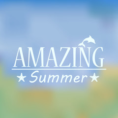 Colorful blurred hipster summer background with text
