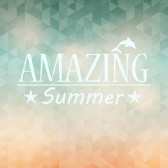 Colorful blurred hipster summer background with text