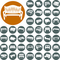 Benches icons set. Illustration eps10