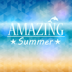Colorful blurred hipster summer background with text