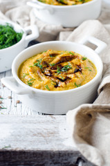 Pumpkin cream soup with lentils