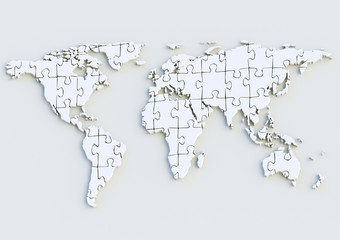 Weltkarte - World map 3D als Puzzle