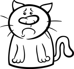 sad cat cartoon coloring page