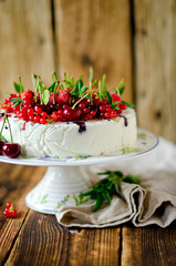 Cheesecake with berries. selective Focus