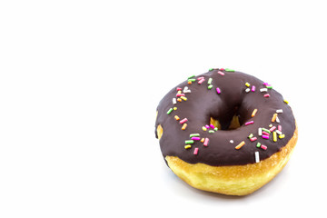 Chocolate donut with Sprinkles.