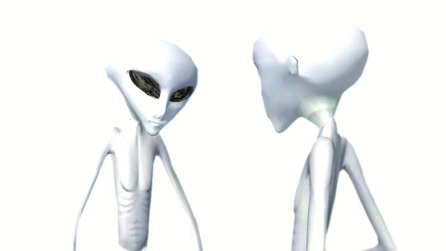 aliens on white luminous background