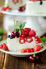 Cheesecake with berries. selective Focus