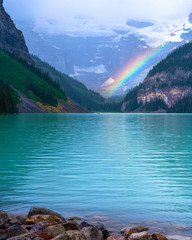 rainbow, lake louise