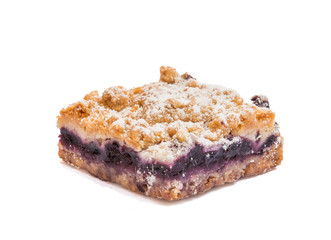 Blueberry pie on white background