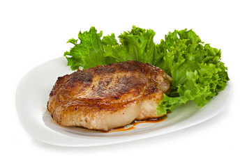 meat steak with lettuce 