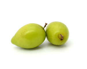 Green Jujube or Monkey apple isolated on white background