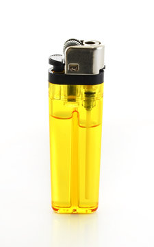 yellow lighter isolated on a white background