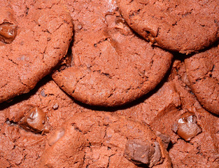 Texture of dark chocolate cookie