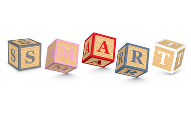 Word SMART written with alphabet blocks