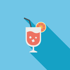cocktail flat icon with long shadow