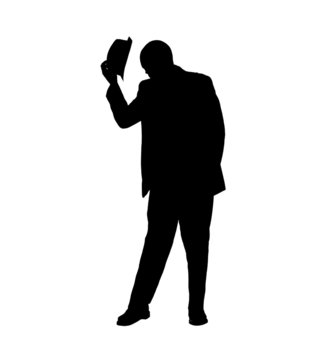 Silhouette of a Man Tipping his Hat