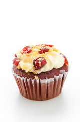 Red cupcake velvet isolated white background