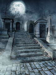 Schody na starym gotyckim cmentarzu