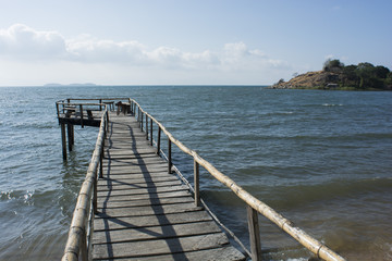 Fototapeta na wymiar wooden jetty on Lake Malawi