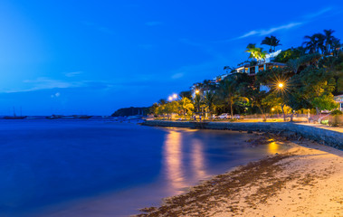 Seafront in Buzios at night, Rio de Janeiro. Brazil