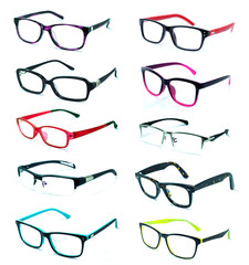 Group of Beautiful glasses isolated