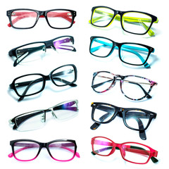 Group of Beautiful glasses isolated