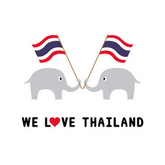 Two elephants hold Thai flag4