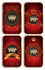 Set of vertical VIP gold red  cards