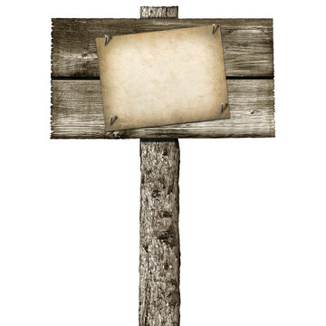 wooden post with signboard