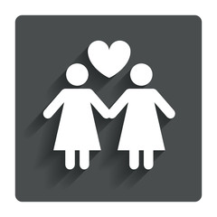 Couple sign icon. Woman love woman. Lesbians.