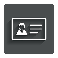 ID card sign icon. Identity card badge symbol.