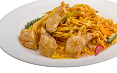Fried noodles with chicken