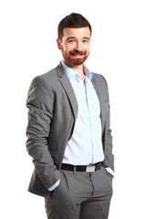 Handsome casual man smiling - isolated over a white background 