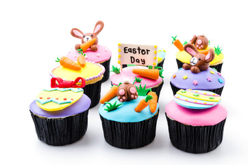 Easter cupcakes isolated white background