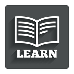 Learn Book sign icon. Education symbol.