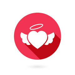 Red winged heart icon with shadow