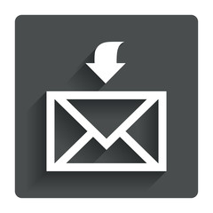 Mail receive icon. Envelope symbol. Get message