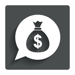 Money bag sign icon. Dollar USD currency.