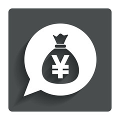 Money bag sign icon. Yen JPY currency.