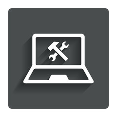 Laptop repair sign icon. Notebook service symbol