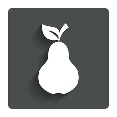 Pear with leaf sign icon. Fruit symbol.