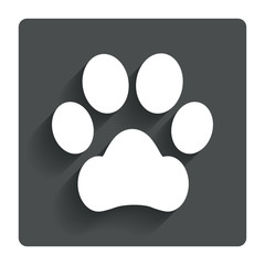 Fototapeta na wymiar Dog paw sign icon. Pets symbol.